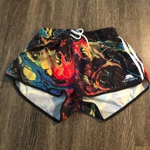 Oil paint print athletic shorts